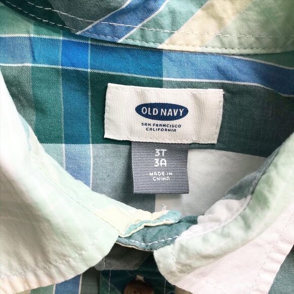 Old navy plaid short sleeve button shirt EUC 3T - Picture 3 of 4